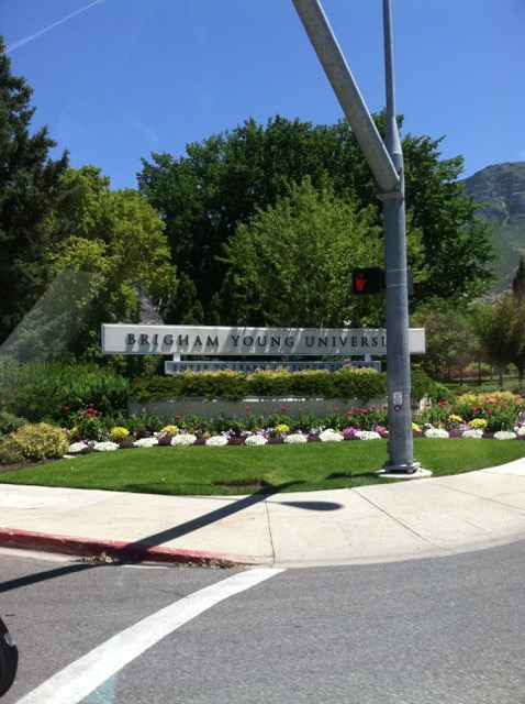 A photo of the BYU campus sign